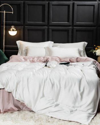 White and Pink Tencel 300TC Bedding Set